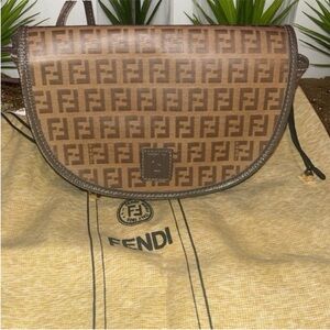 Fendi Tan Monogram Saddle Bag